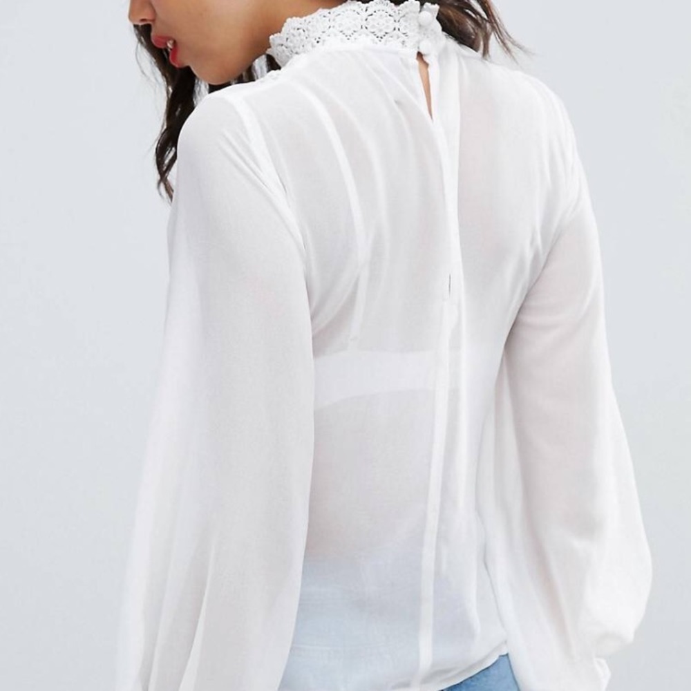 ASOS High Neck Sheer Blouse - Picture 5 of 6